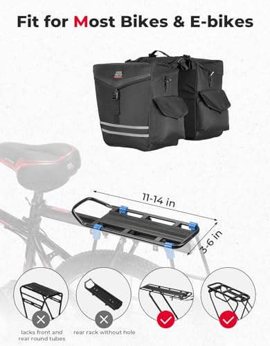 40L Waterproof Bike Panniers with Flip-Top & Rain Cover