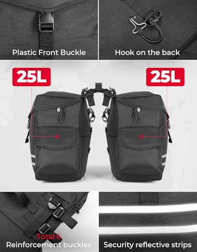 40L Waterproof Bike Panniers with Flip-Top & Rain Cover