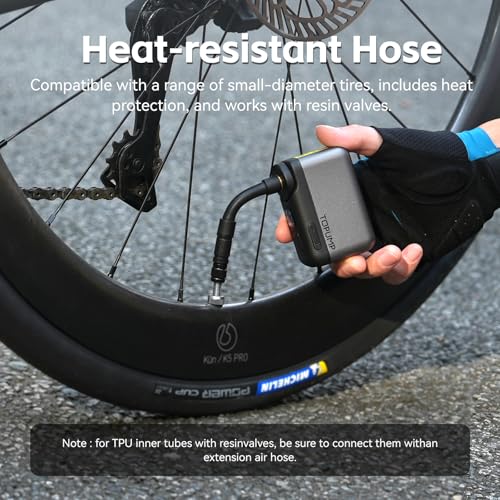 TOPUMP TB2PRO Mini Electric Bike Pump, 120PSI Portable Bicycle Tire Pump