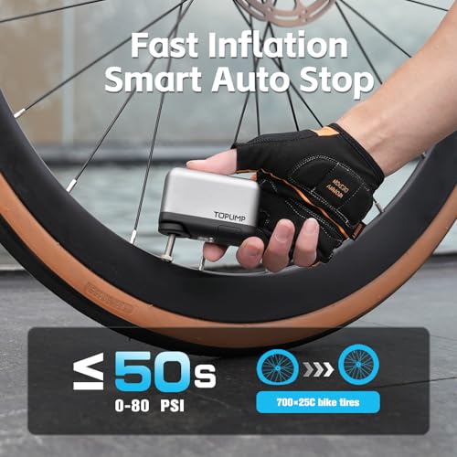 TOPUMP TB2PRO Mini Electric Bike Pump, 120PSI Portable Bicycle Tire Pump