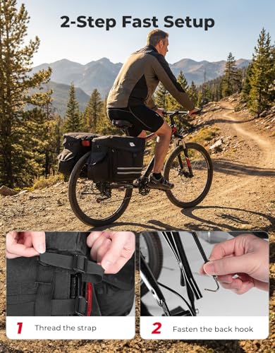 40L Waterproof Bike Panniers with Flip-Top & Rain Cover