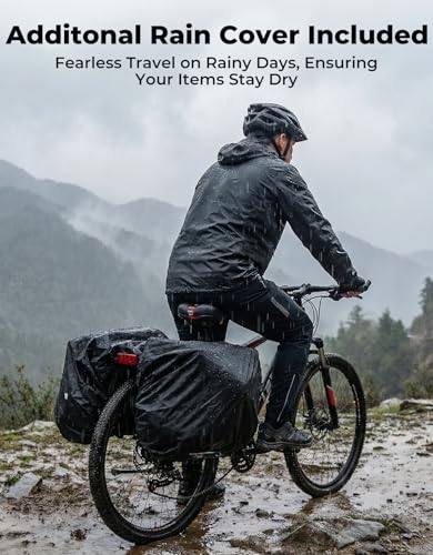 40L Waterproof Bike Panniers with Flip-Top & Rain Cover