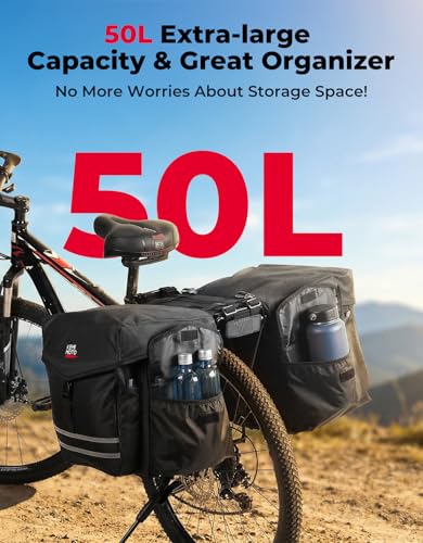 40L Waterproof Bike Panniers with Flip-Top & Rain Cover