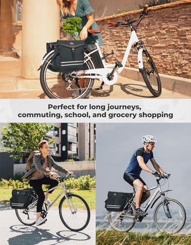 40L Waterproof Bike Panniers with Flip-Top & Rain Cover