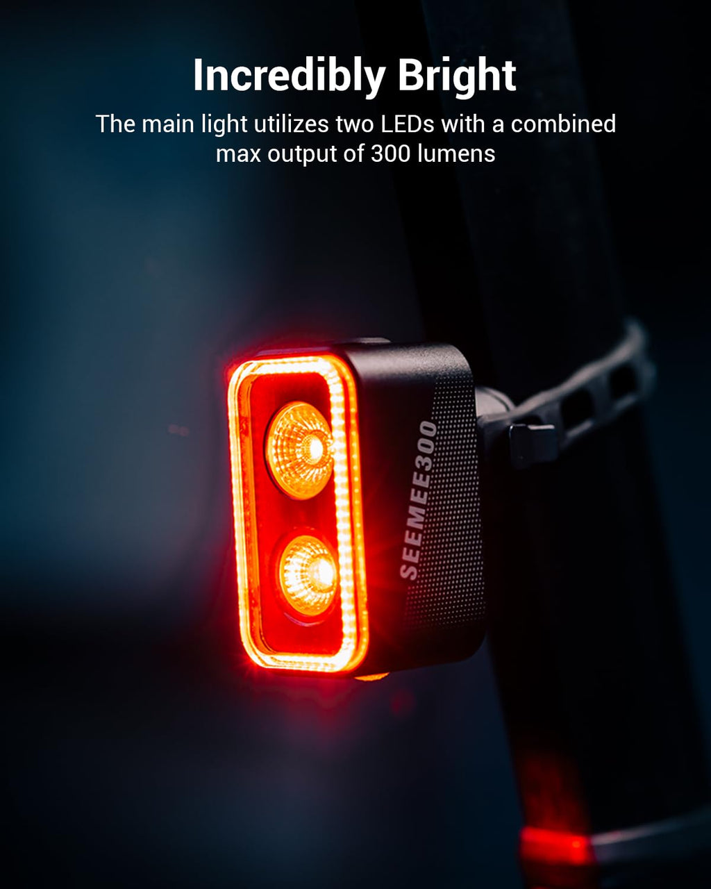 400-Lumen Smart Bike Tail Light with Brake Sensor & 360° Visibility