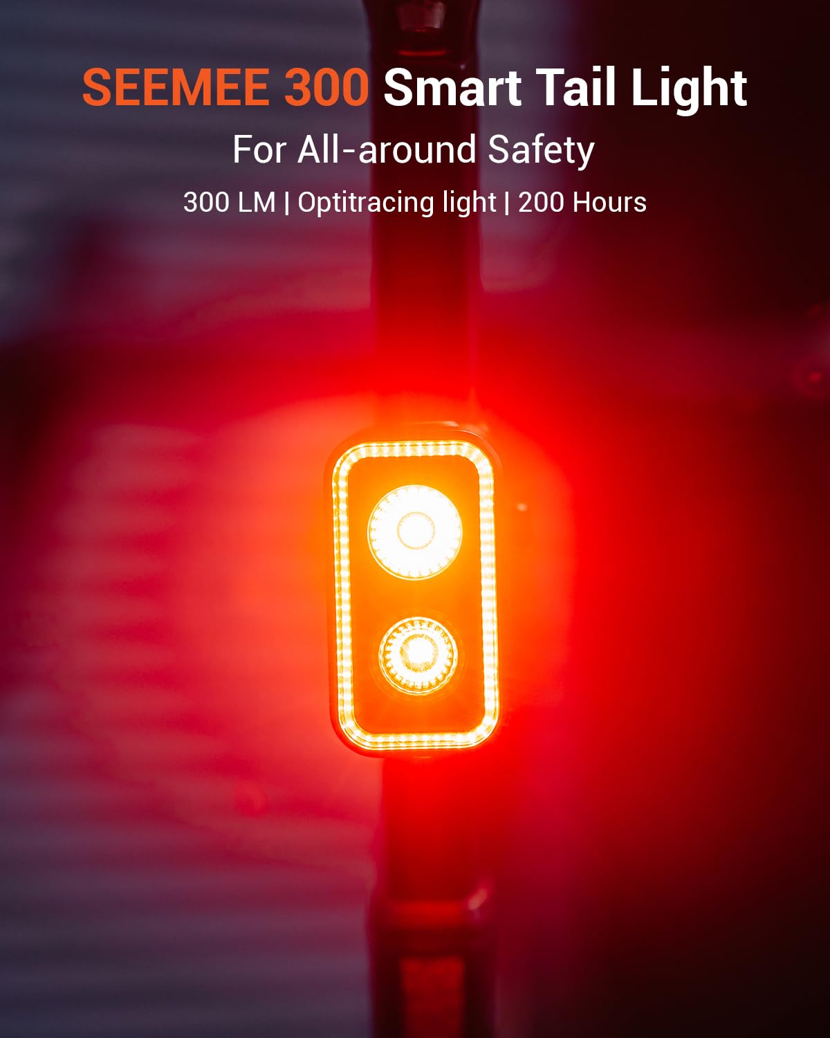 400-Lumen Smart Bike Tail Light with Brake Sensor & 360° Visibility