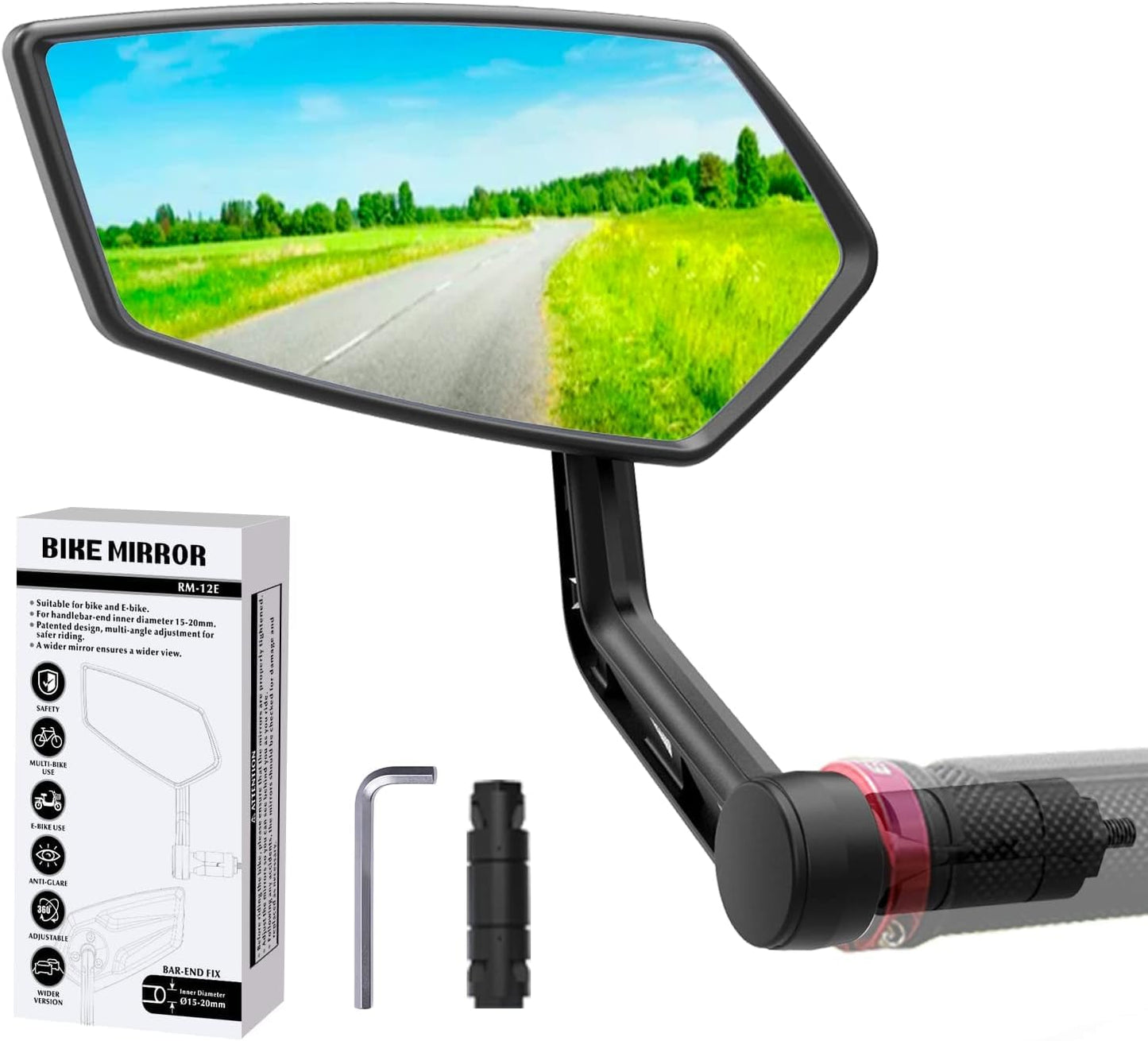 Rotatable Bar-End Bike Mirror with Scratch-Resistant Glass
