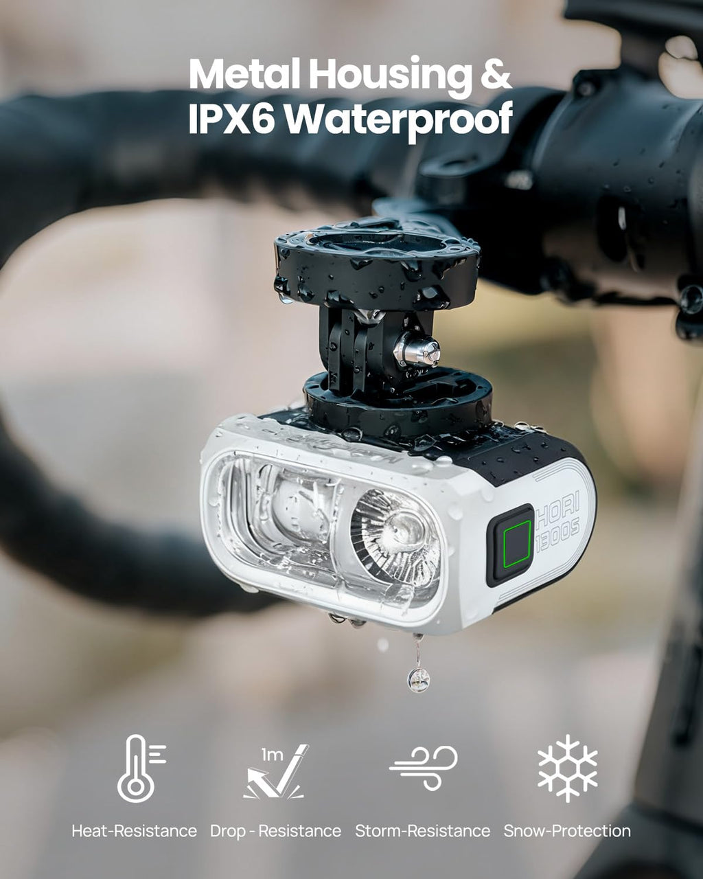 1300-Lumen Rechargeable Bike Headlight with High & Low Beam