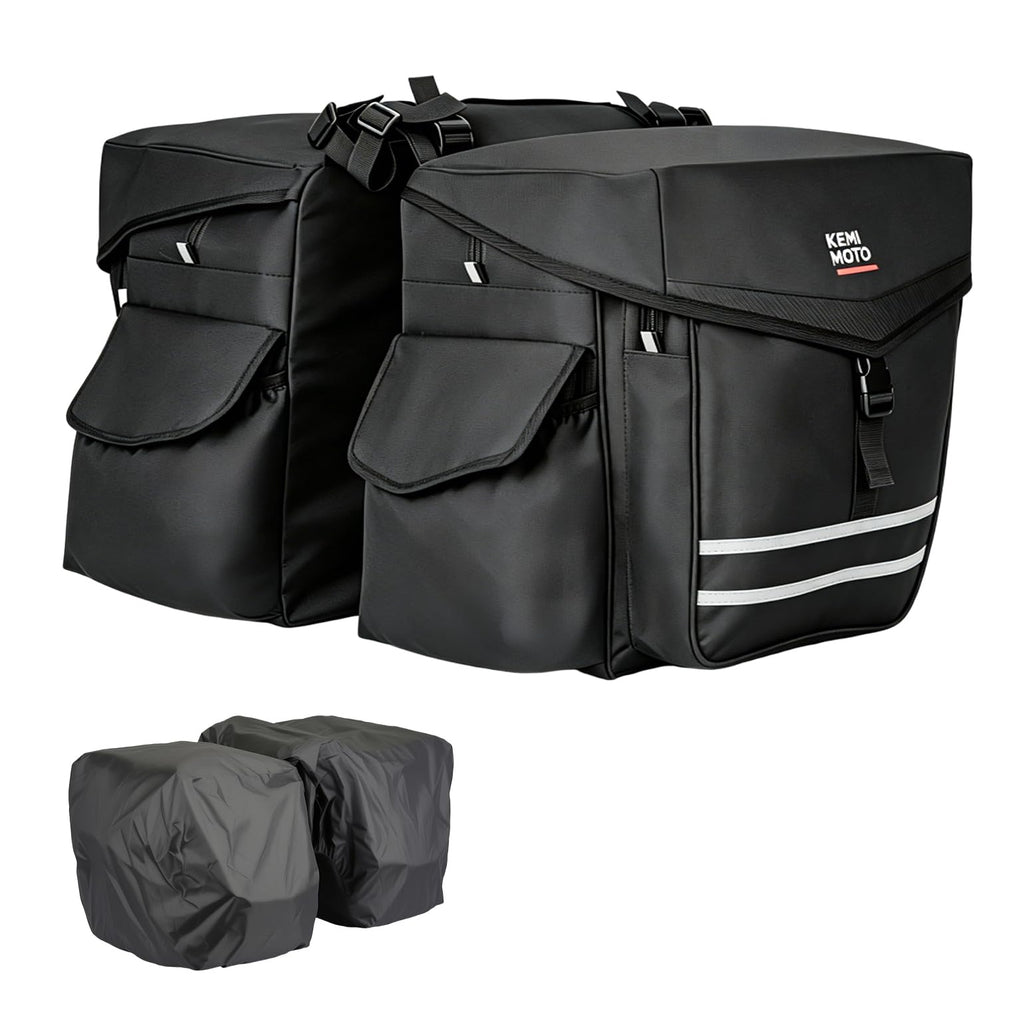 40L Waterproof Bike Panniers with Flip-Top & Rain Cover