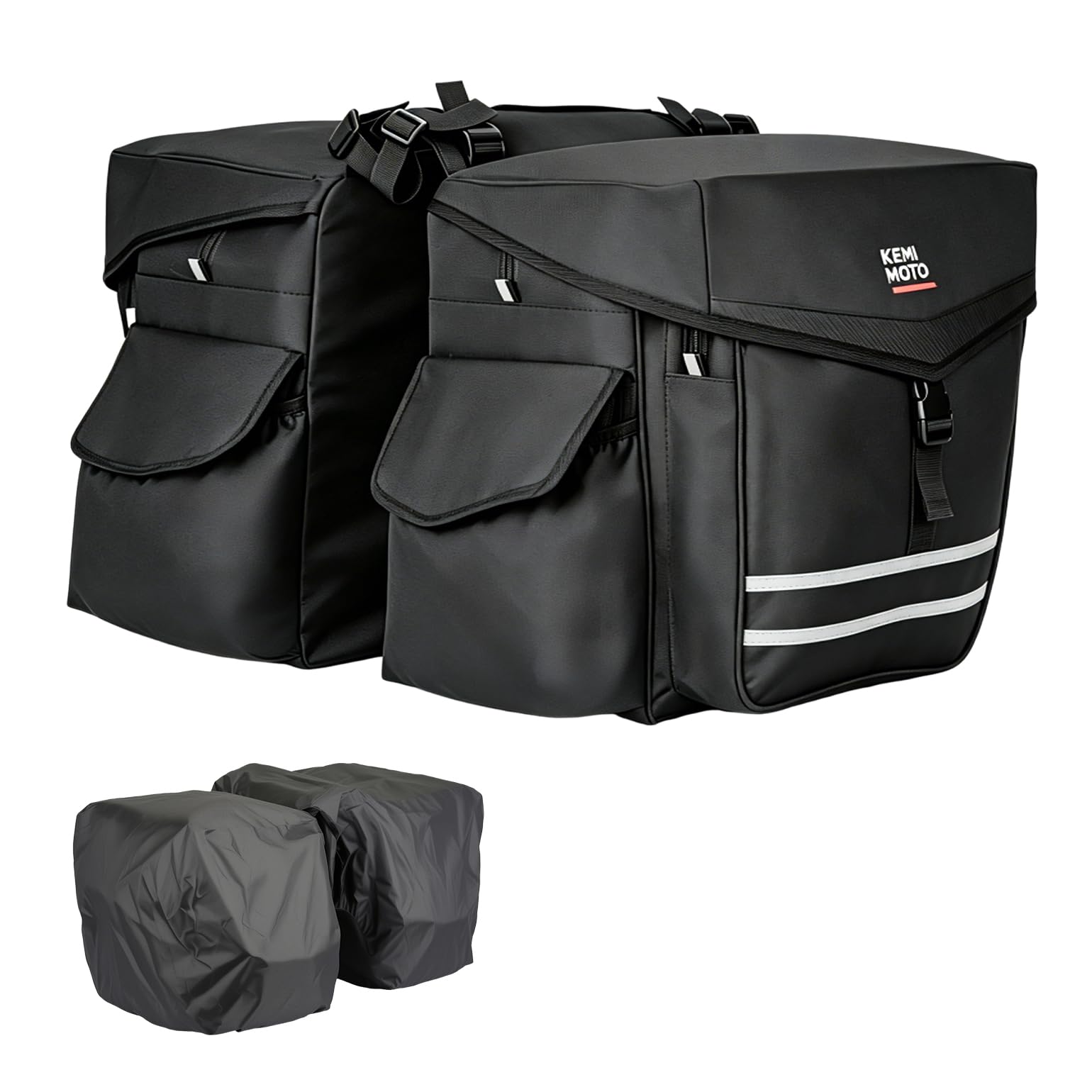 40L Waterproof Bike Panniers with Flip-Top & Rain Cover