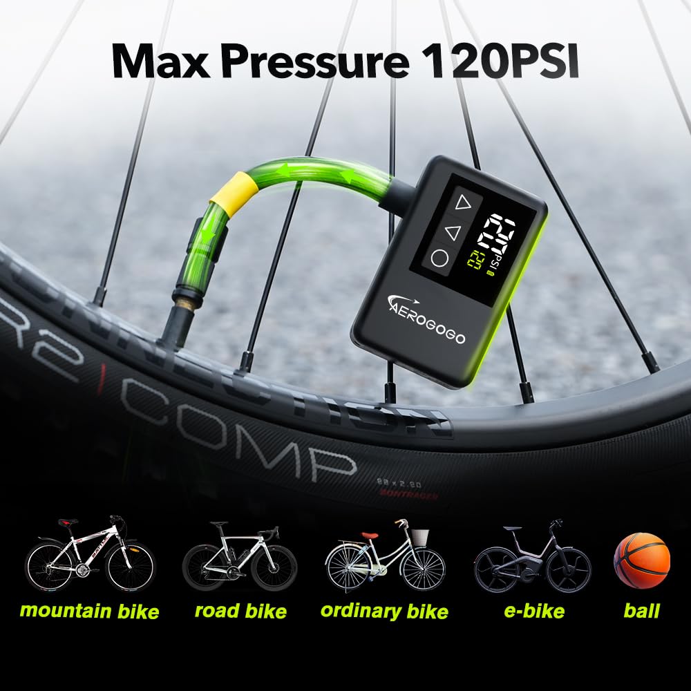 120 PSI Rechargeable Mini Bike Pump with Digital Pressure Gauge