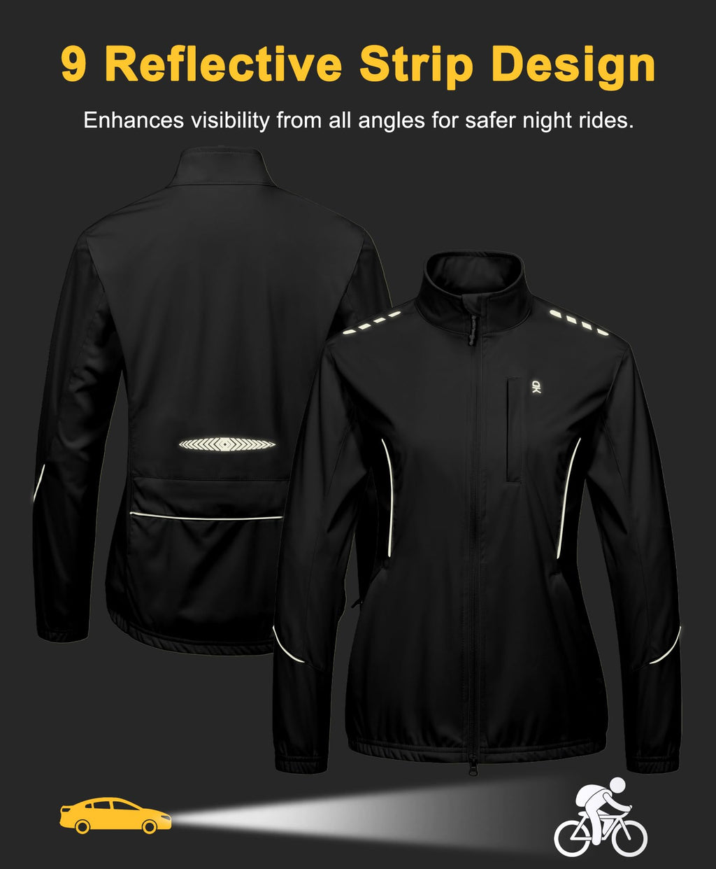 Women's Reflective Packable Cycling Jacket for All-Weather Riding