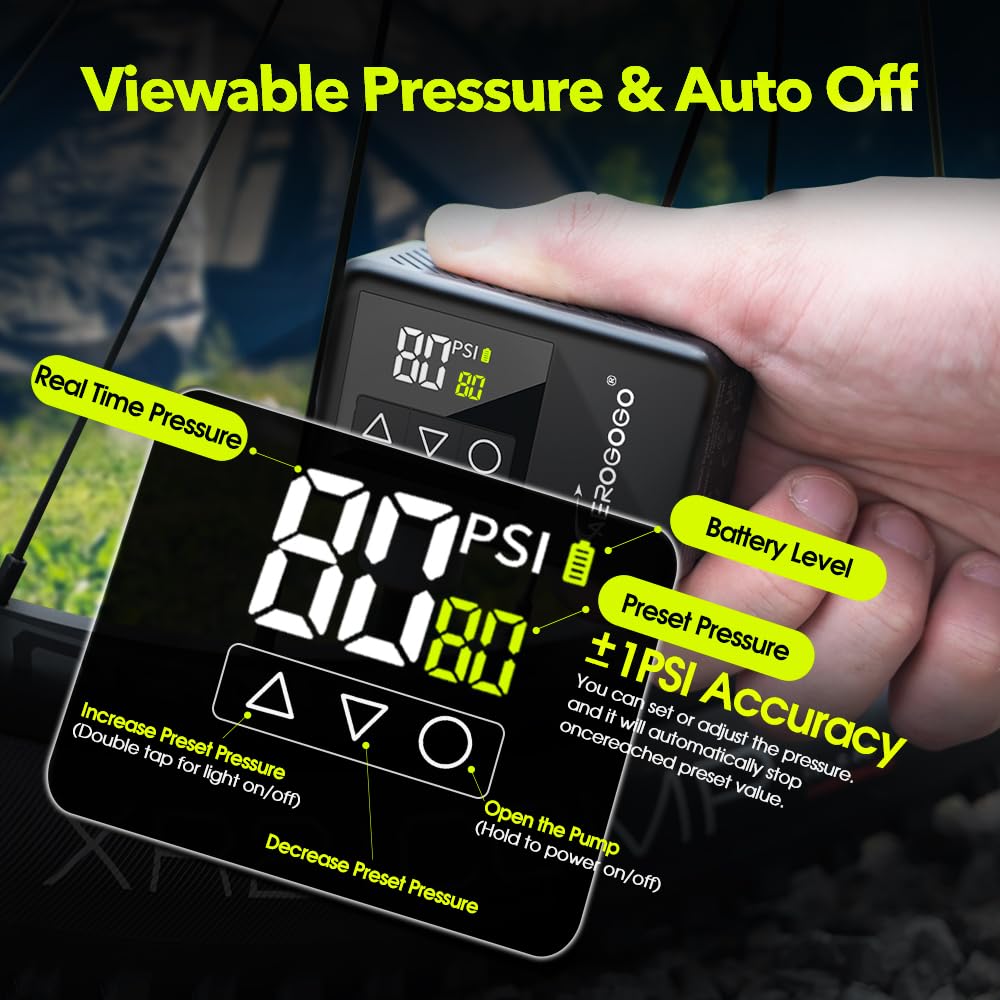 120 PSI Rechargeable Mini Bike Pump with Digital Pressure Gauge