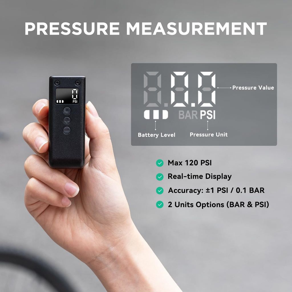 CYCPLUS Tiny Electric Bike Pump AS2Pro, 120g, Aluminum Alloy Shell, Black