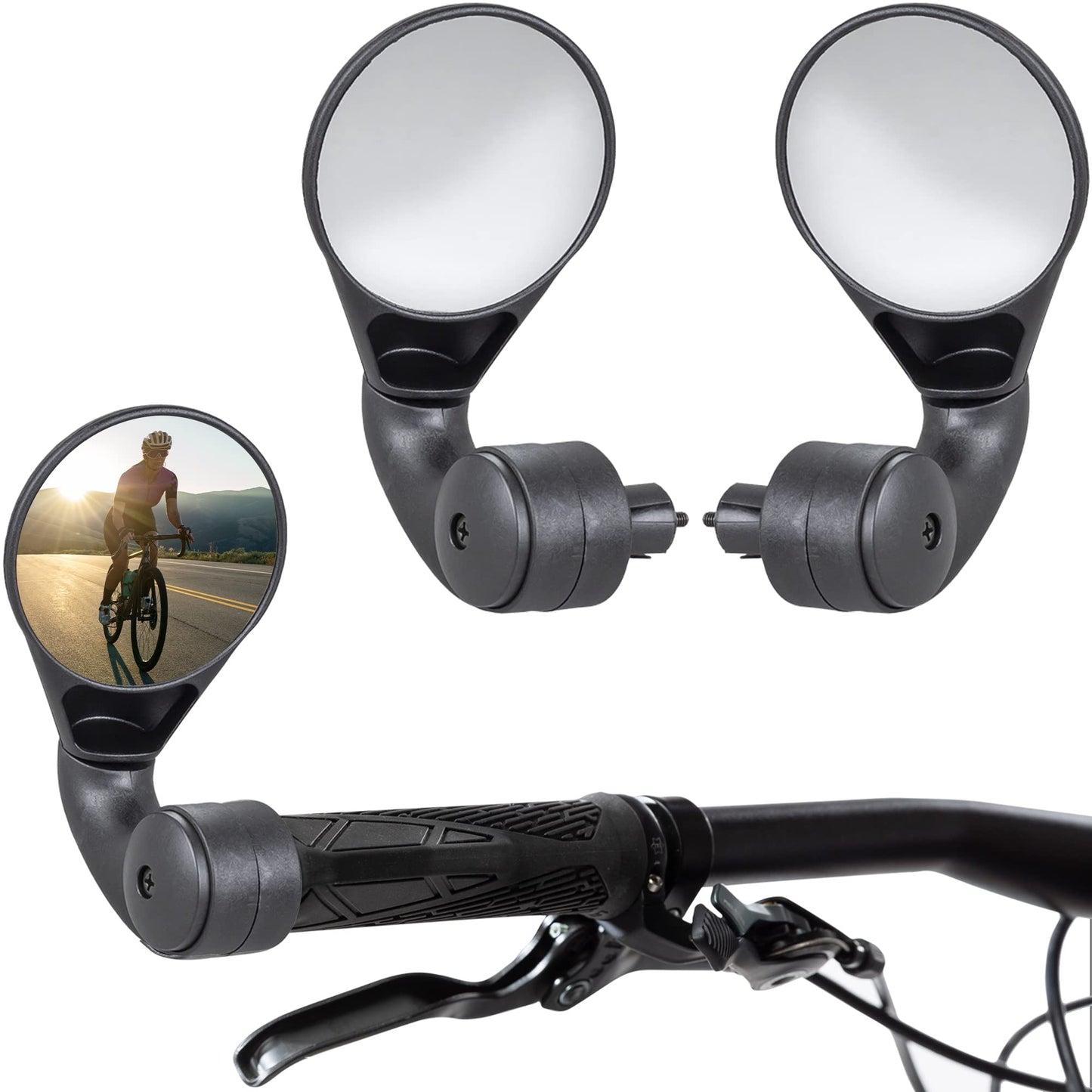 Convex Drop-Bar Bike Mirror with Adjustable Reflective Surface