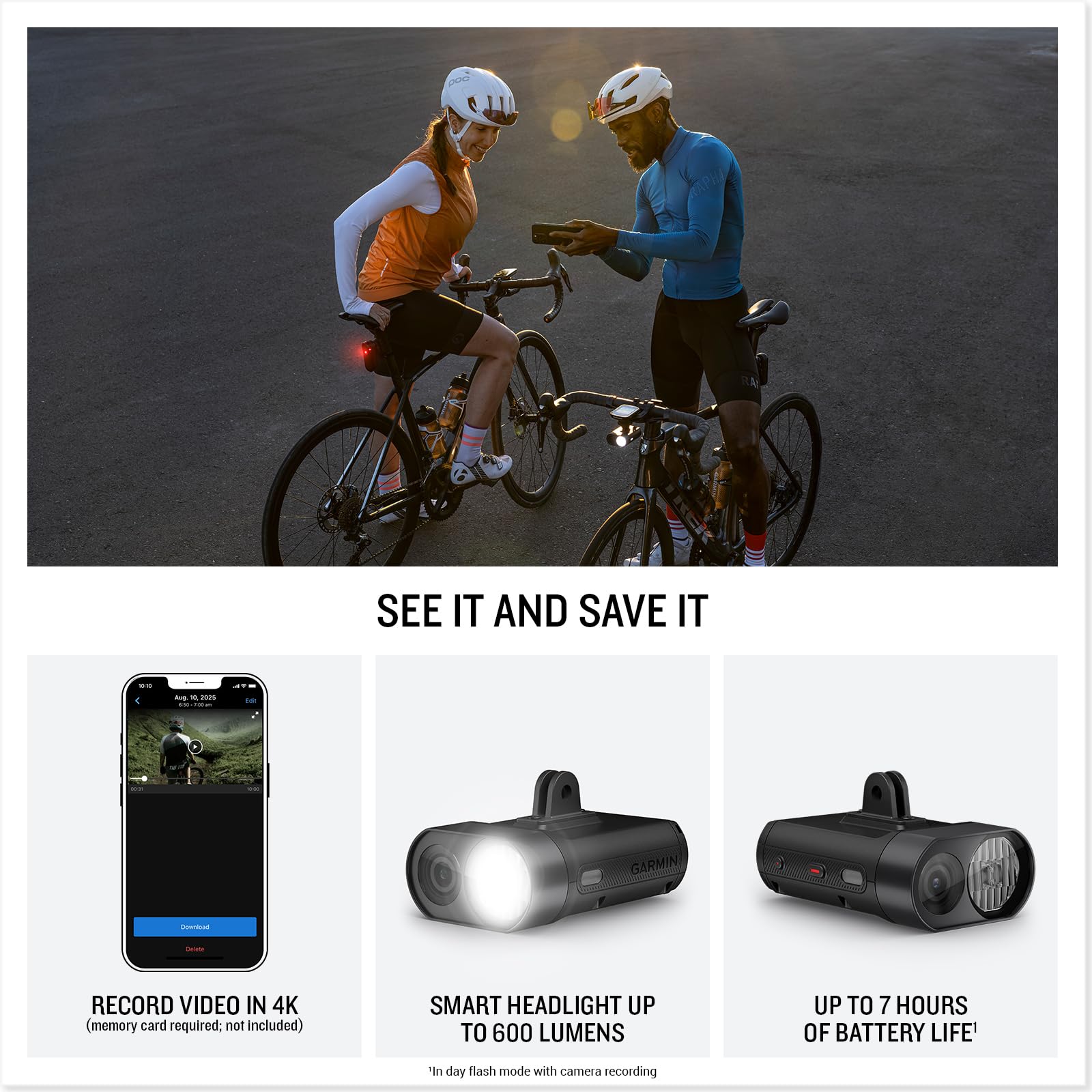 Garmin Varia™ Vue, Cycling Headlight, 4k Camera