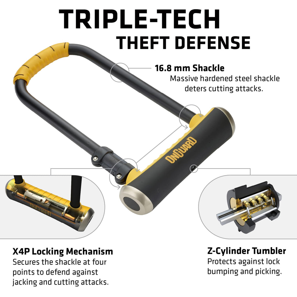 Hardened Steel Long-Shackle Bike U-Lock with Mounting Bracket