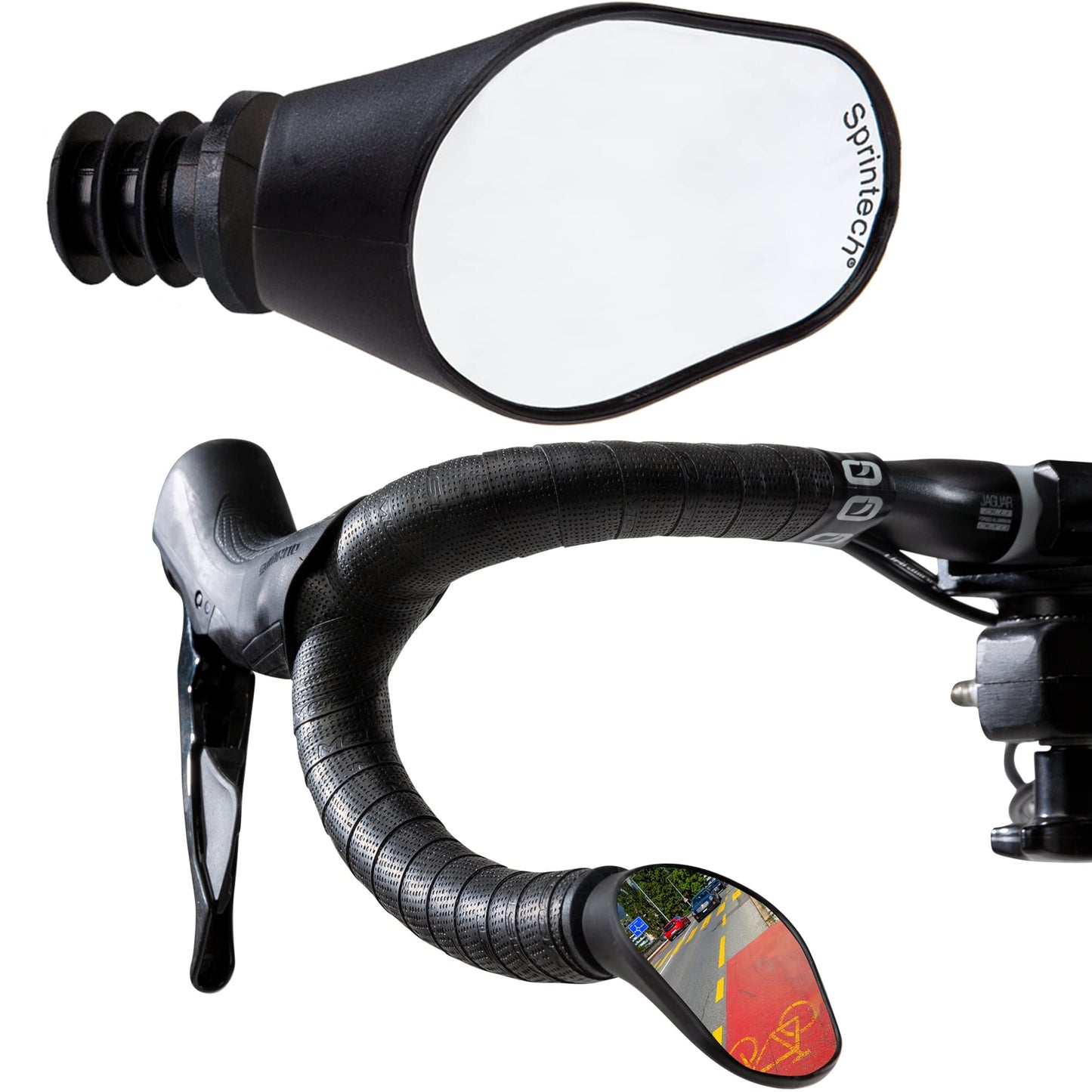 Convex Drop-Bar Bike Mirror with Adjustable Reflective Surface