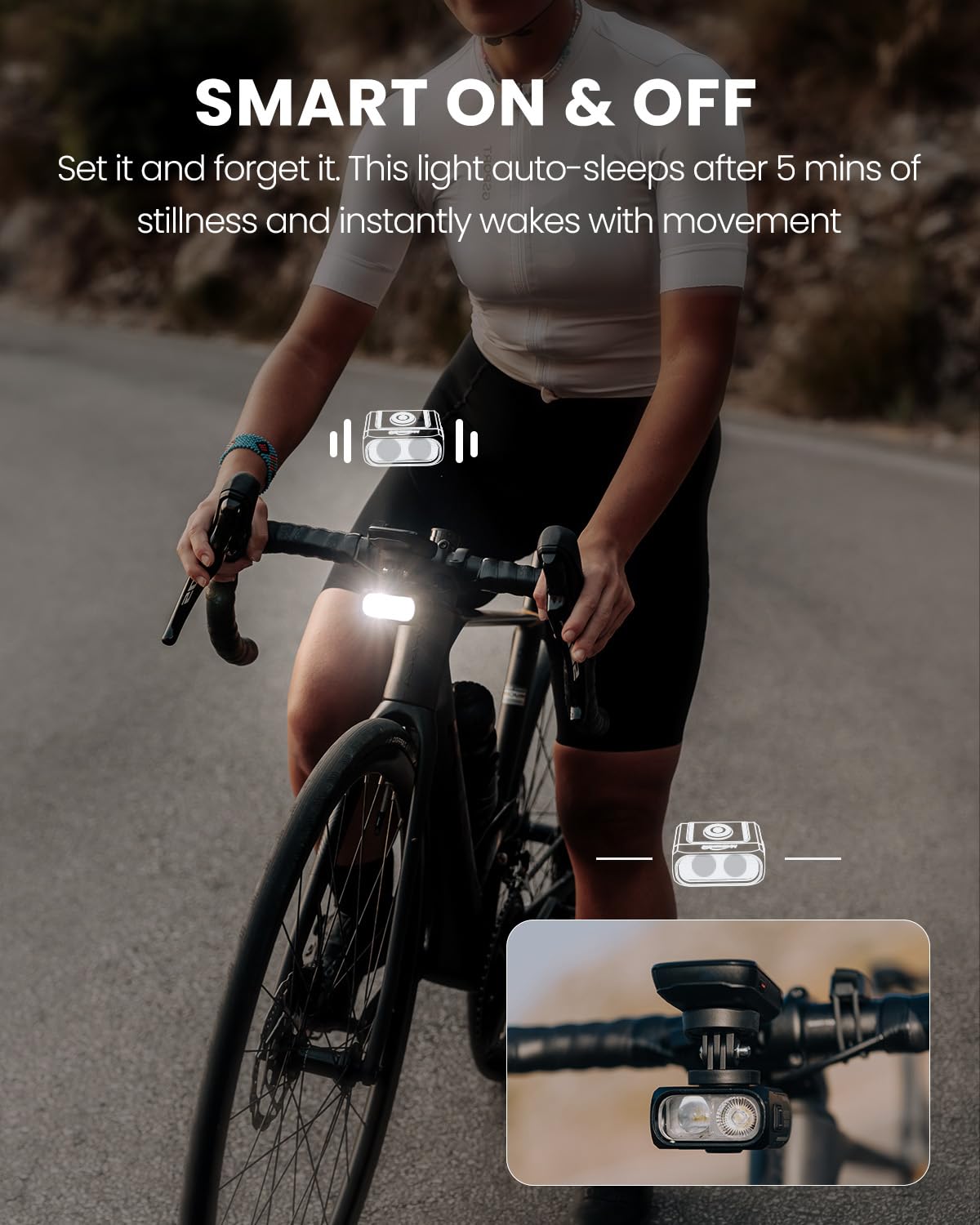 1300-Lumen Rechargeable Bike Headlight with High & Low Beam