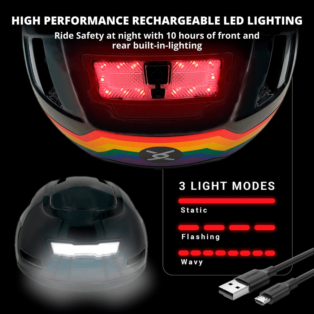 Urban E-Bike Helmet with LED Lights for Commuter Riding