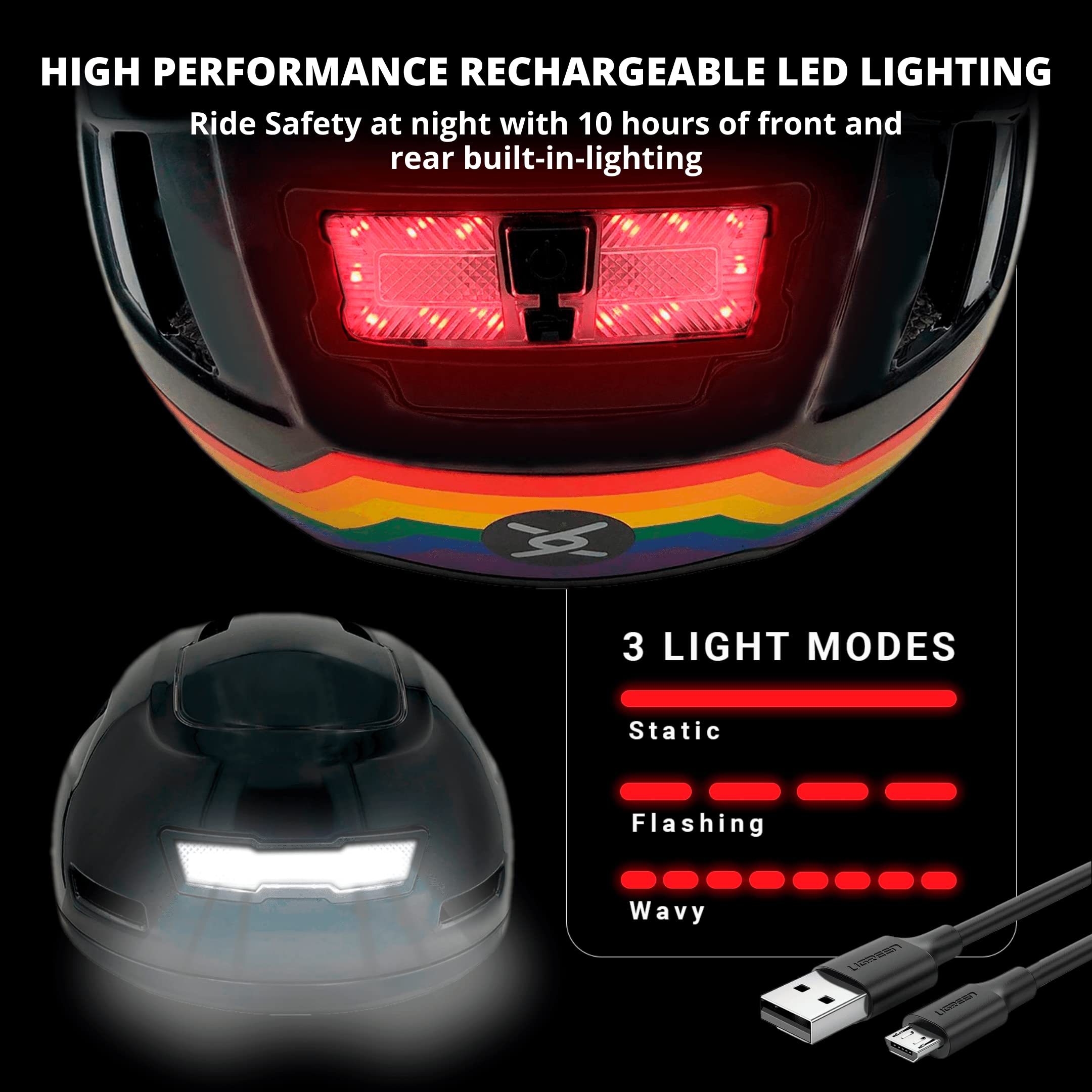 Urban E-Bike Helmet with LED Lights for Commuter Riding