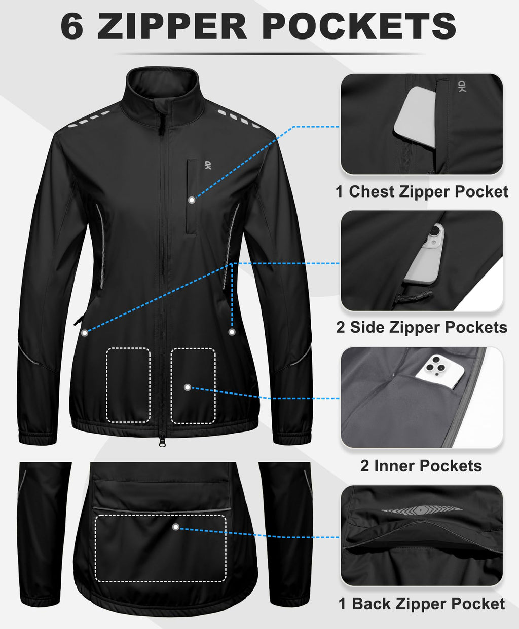 Women's Reflective Packable Cycling Jacket for All-Weather Riding
