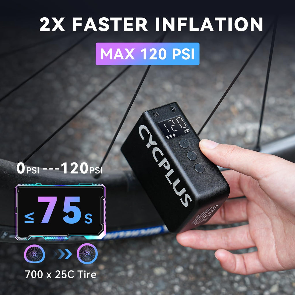 CYCPLUS Tiny Tire Inflator E-Pump AS2 Pro Max, 205g, Aluminum Alloy Shell