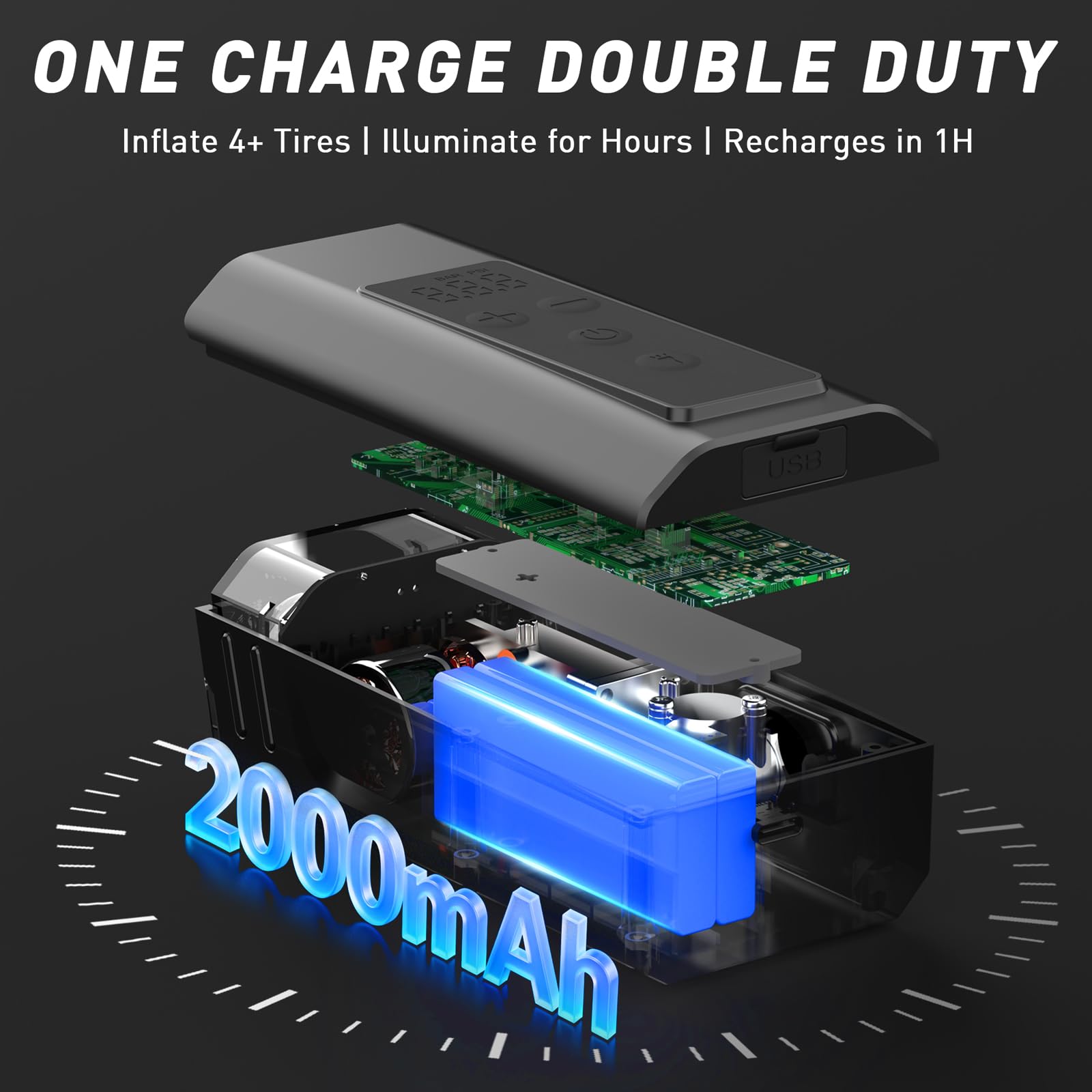 150 PSI Mini Electric Bike Pump with Digital Gauge & LED Light