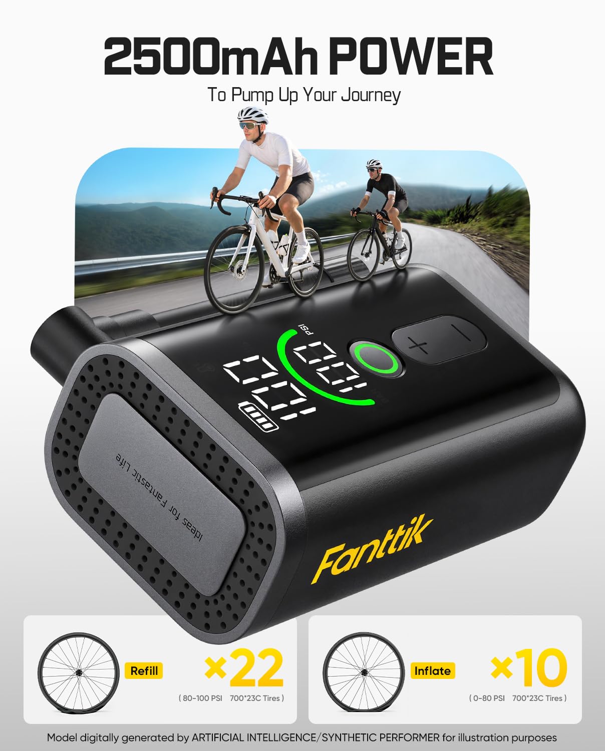 Fanttik X11 Ace Mini Electric Bike Pump, 150PSI, 21s Fast Inflate, iF Award