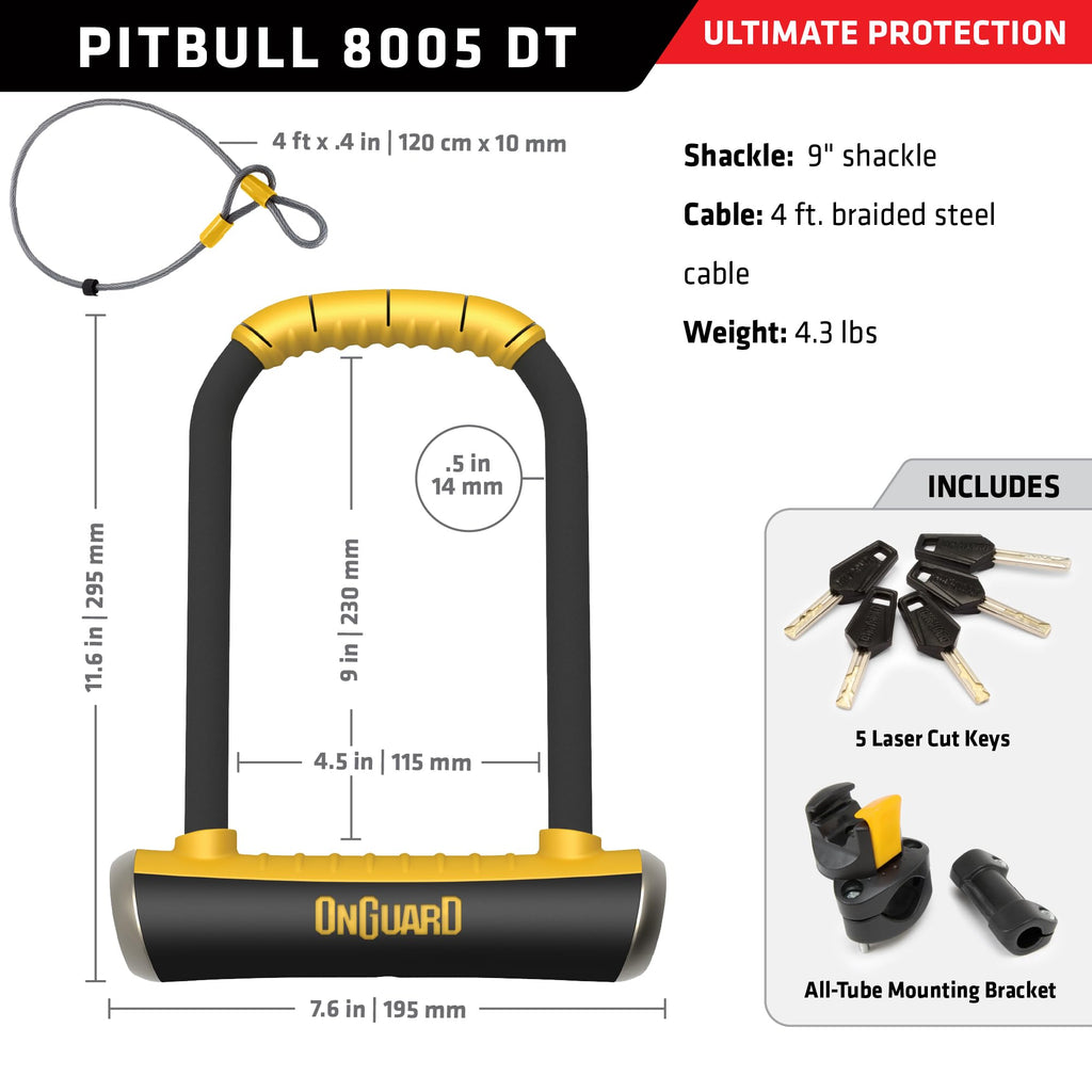 Heavy-Duty Steel Bike U-Lock with Cable & Mounting Bracket