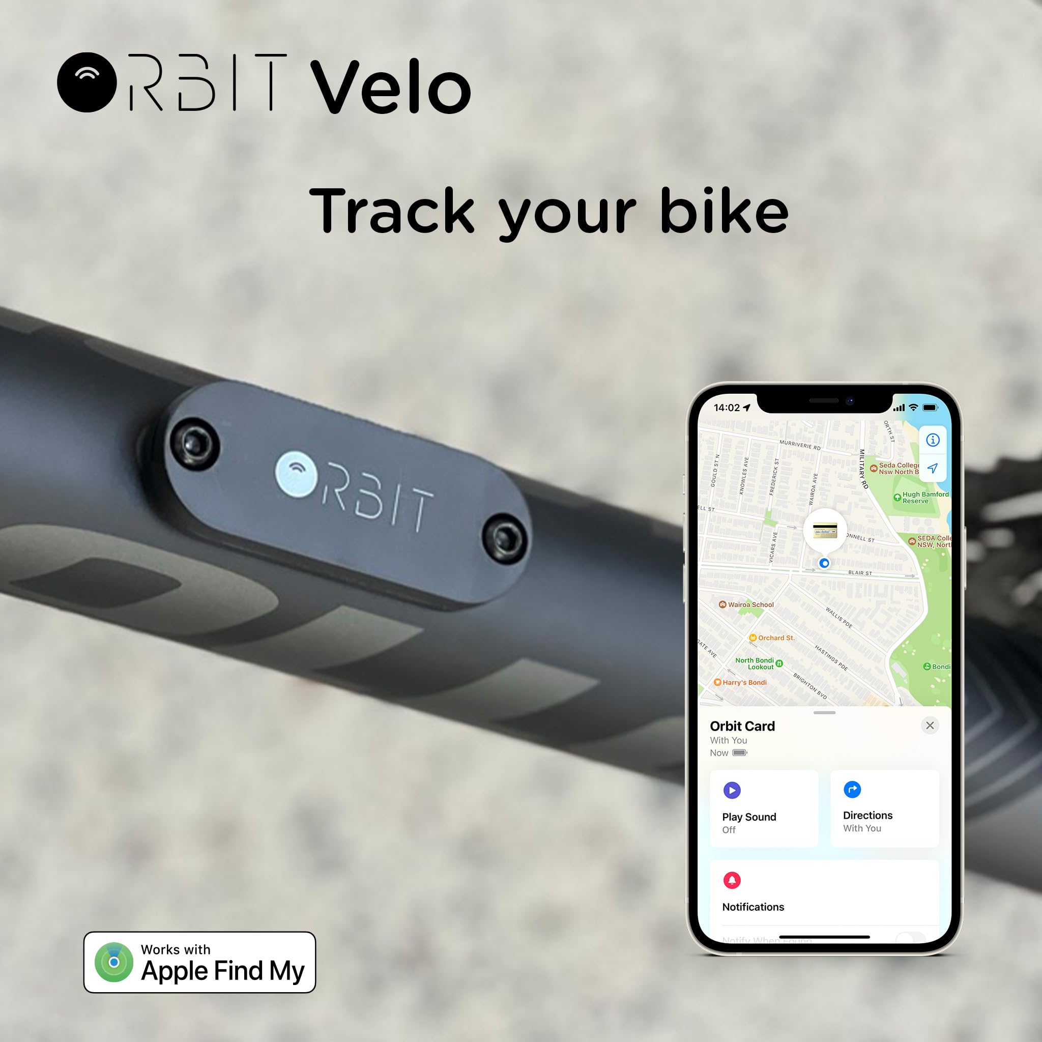 Waterproof Bike Tracker with Apple Find My & Secure Mount