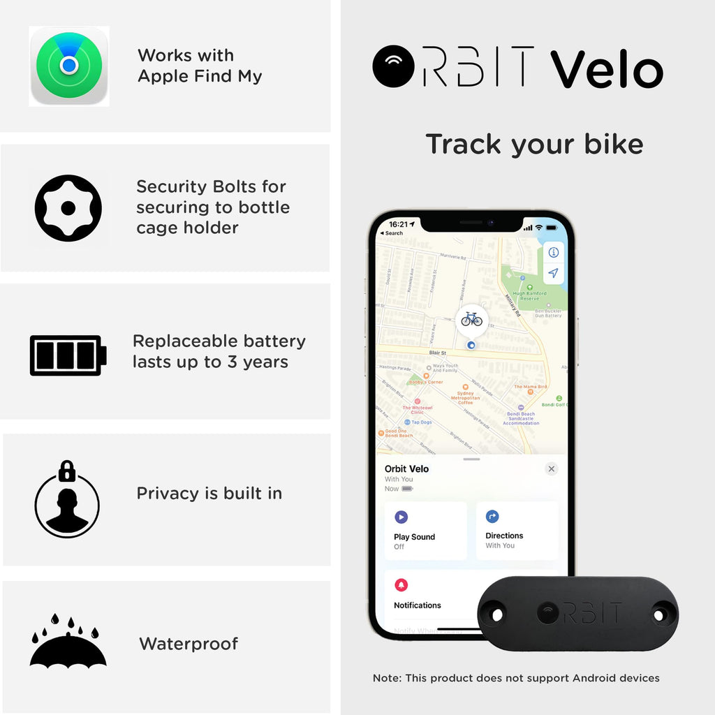 Waterproof Bike Tracker with Apple Find My & Secure Mount