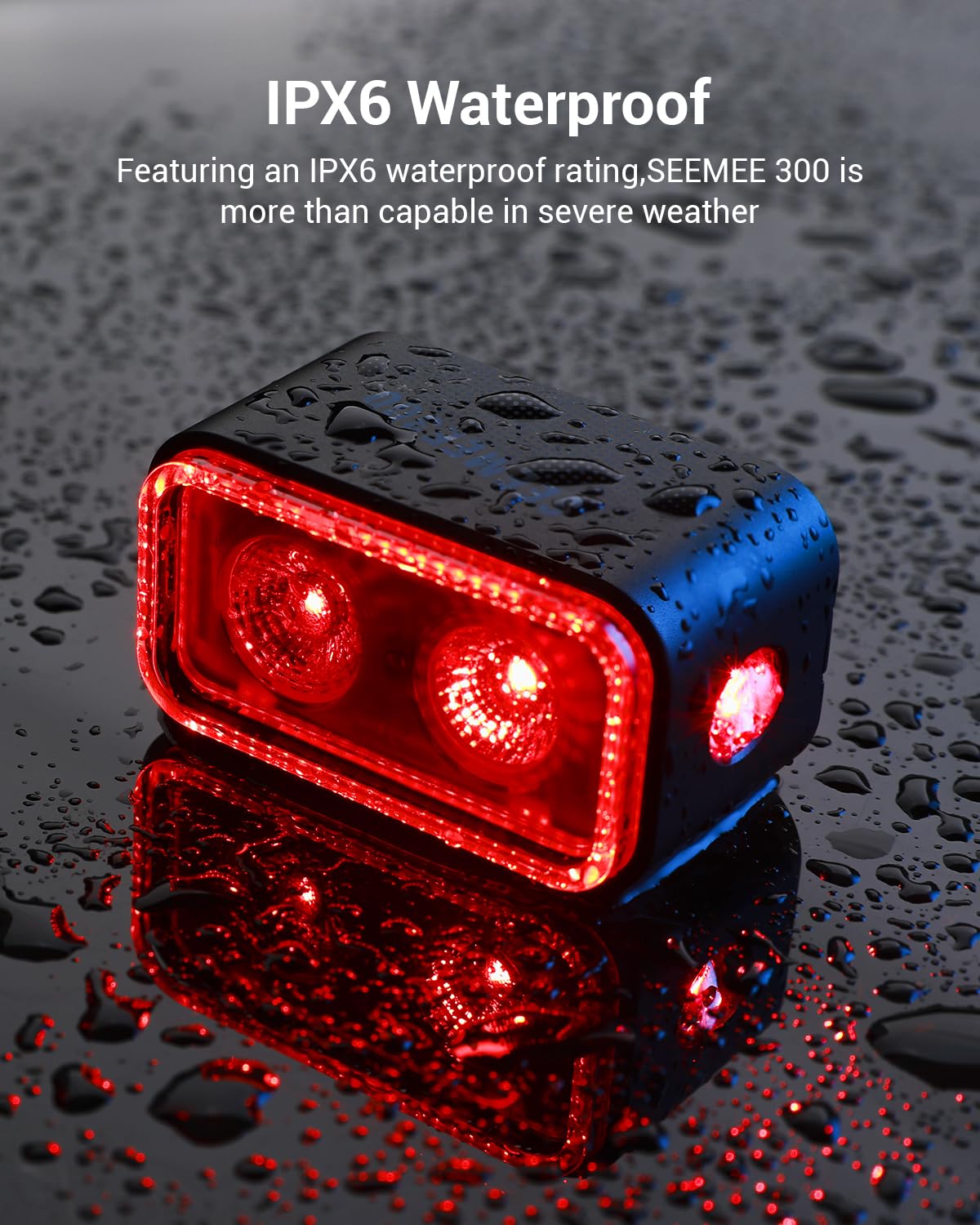 400-Lumen Smart Bike Tail Light with Brake Sensor & 360° Visibility