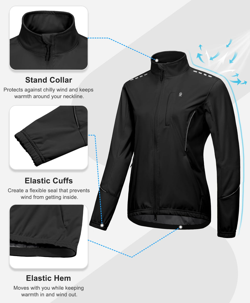 Women's Reflective Packable Cycling Jacket for All-Weather Riding