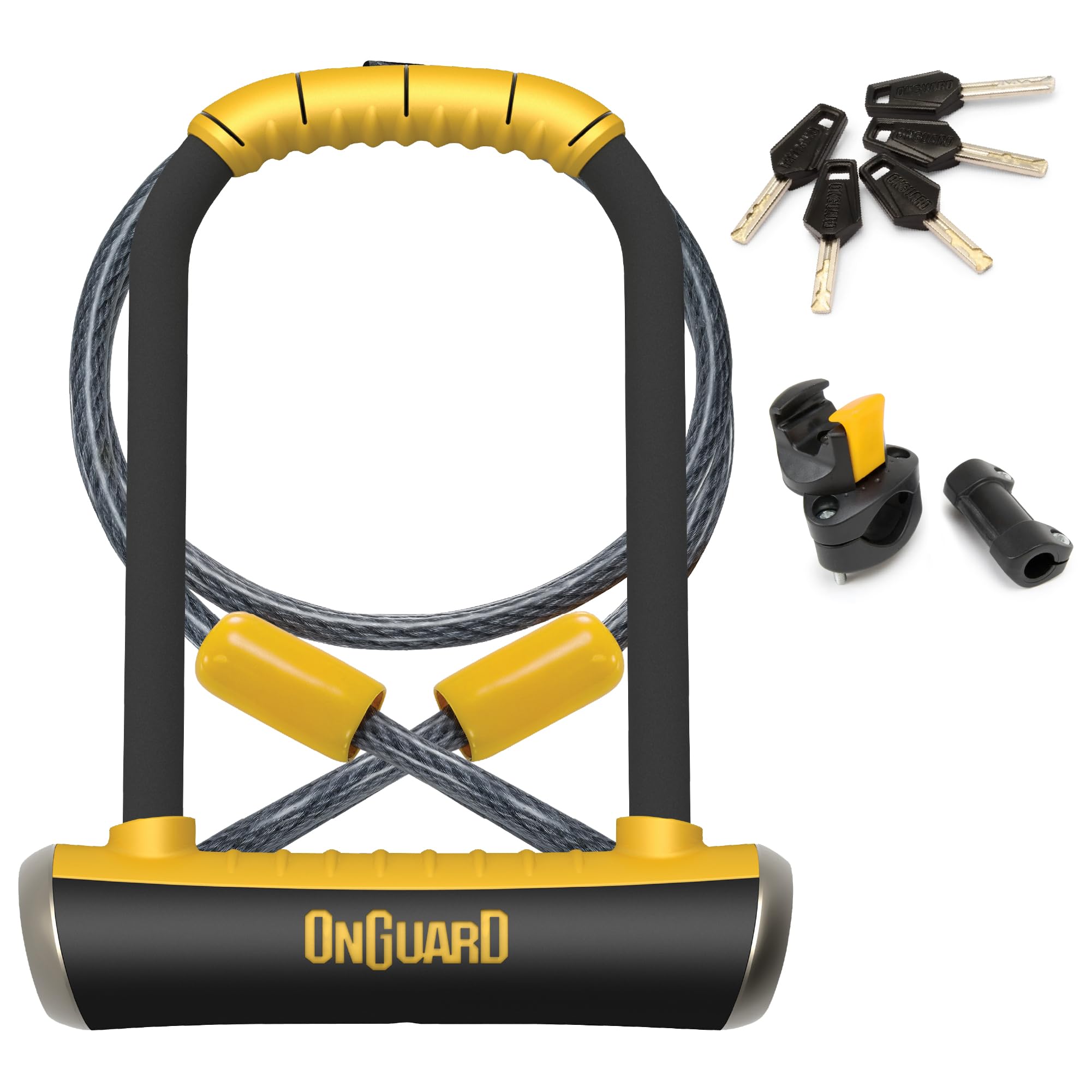 Heavy-Duty Steel Bike U-Lock with Cable & Mounting Bracket