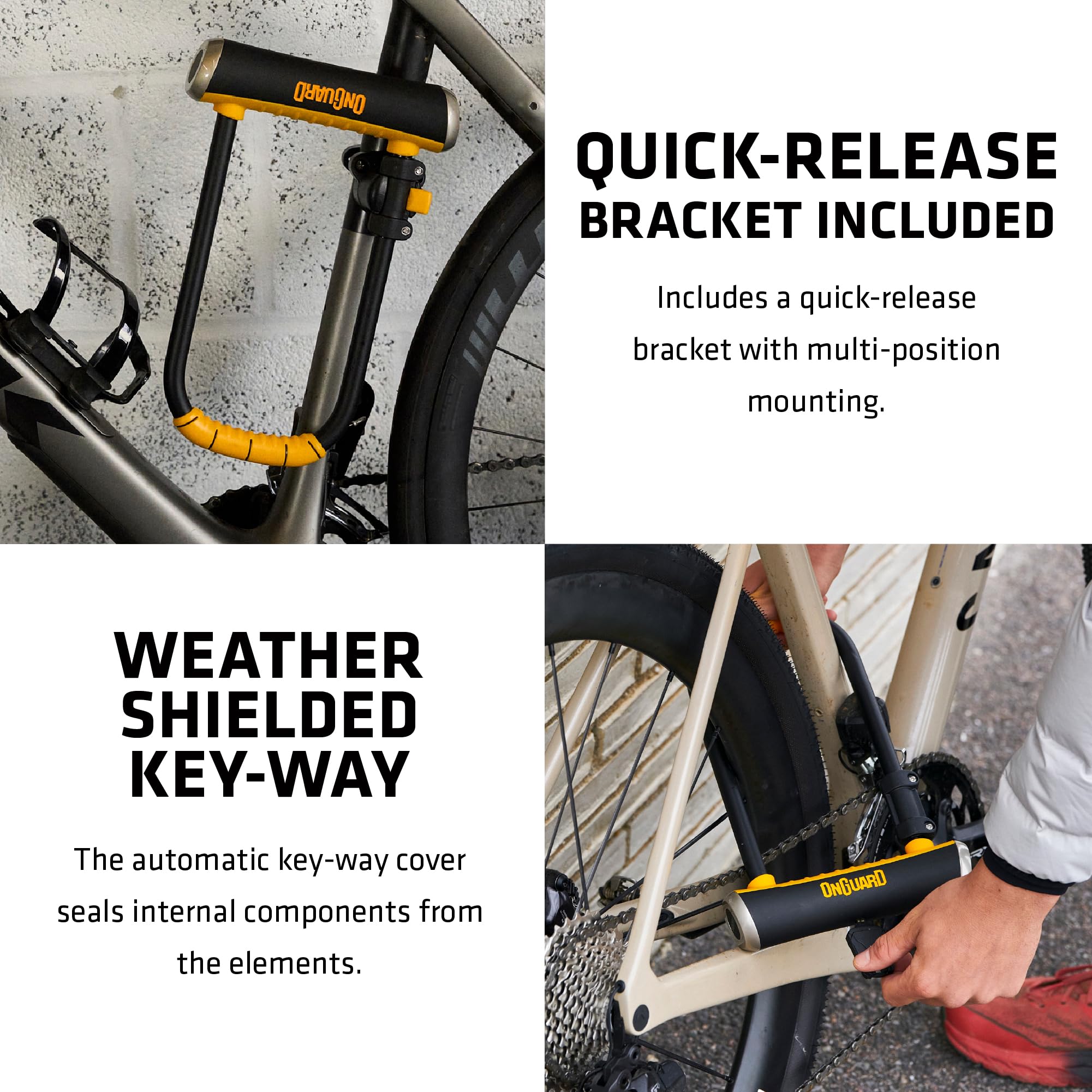 Hardened Steel Long-Shackle Bike U-Lock with Mounting Bracket