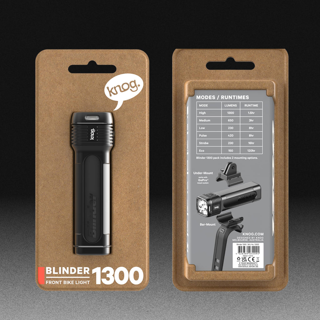 Knog Blinder 1300 Bike Light, 1300 Lumen USB C Rechargeable Front Light
