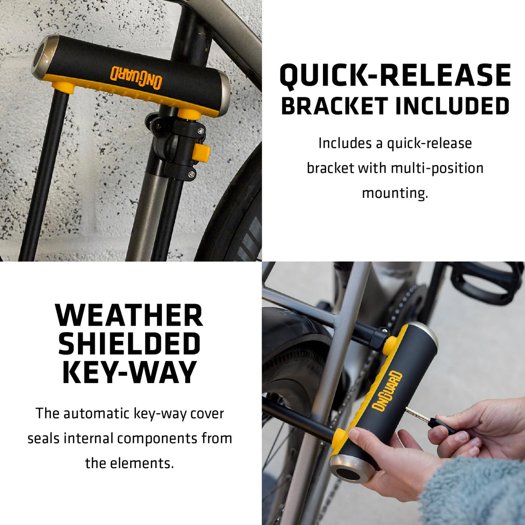 Heavy-Duty Steel Bike U-Lock with Cable & Mounting Bracket