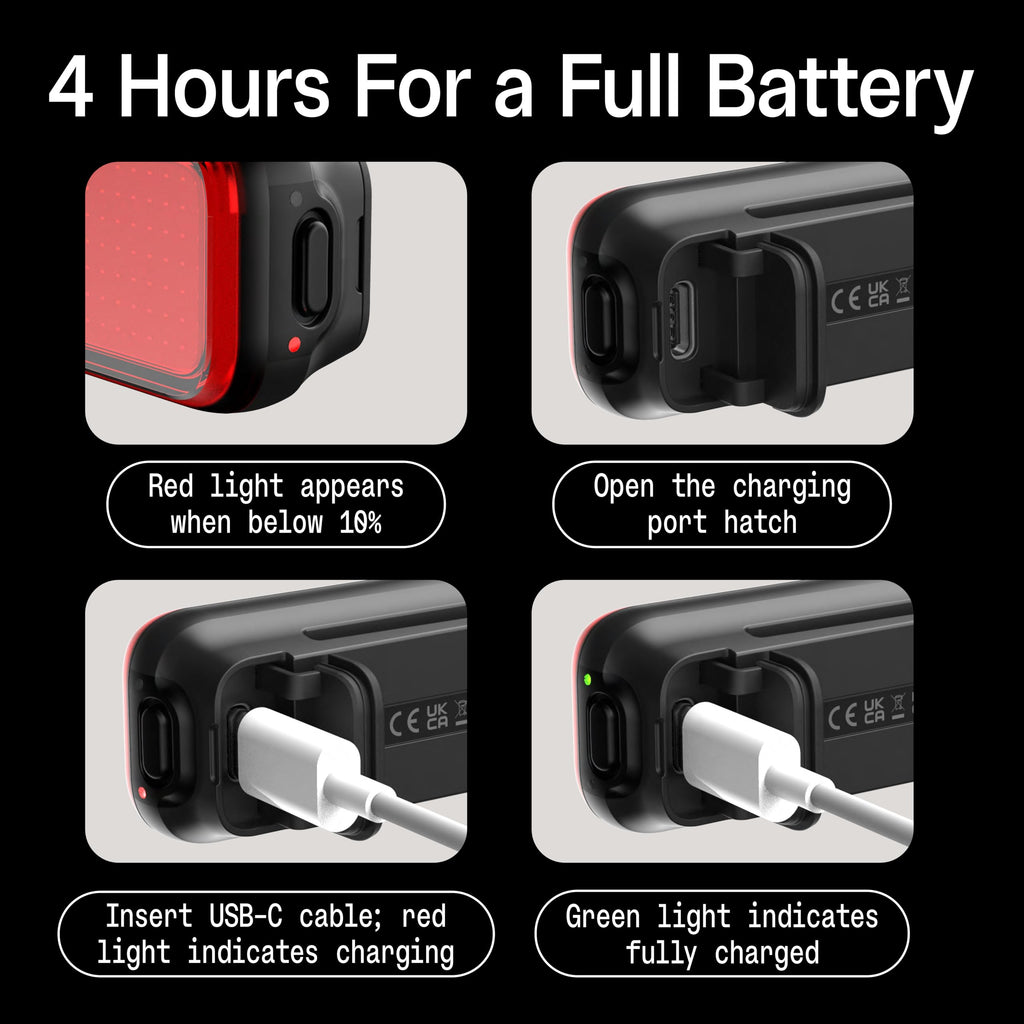 100-Lumen Bike Tail Light with 50-Hour Runtime & Battery Indicator