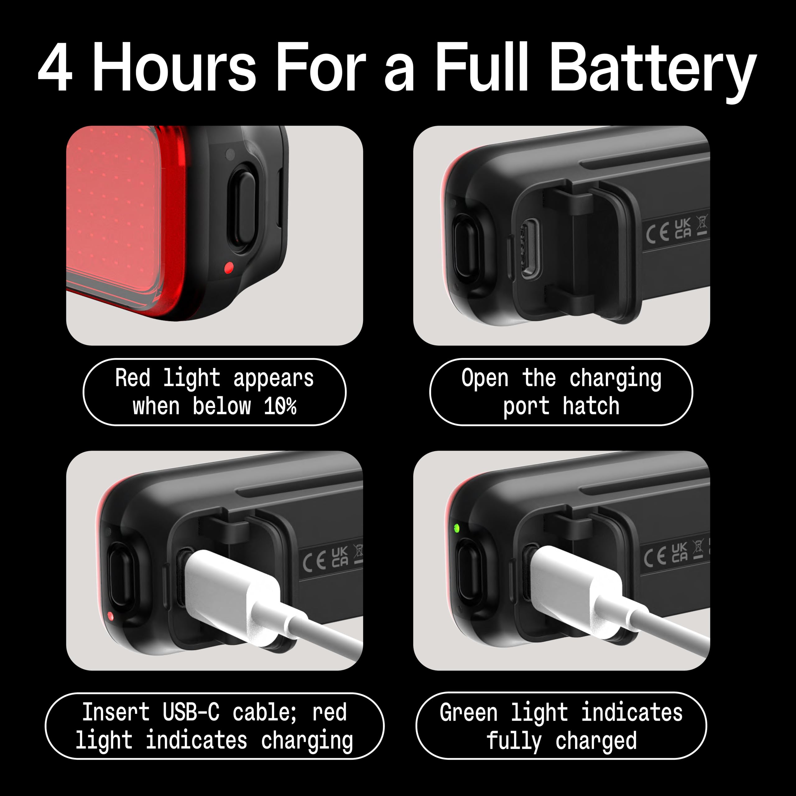 100-Lumen Bike Tail Light with 50-Hour Runtime & Battery Indicator