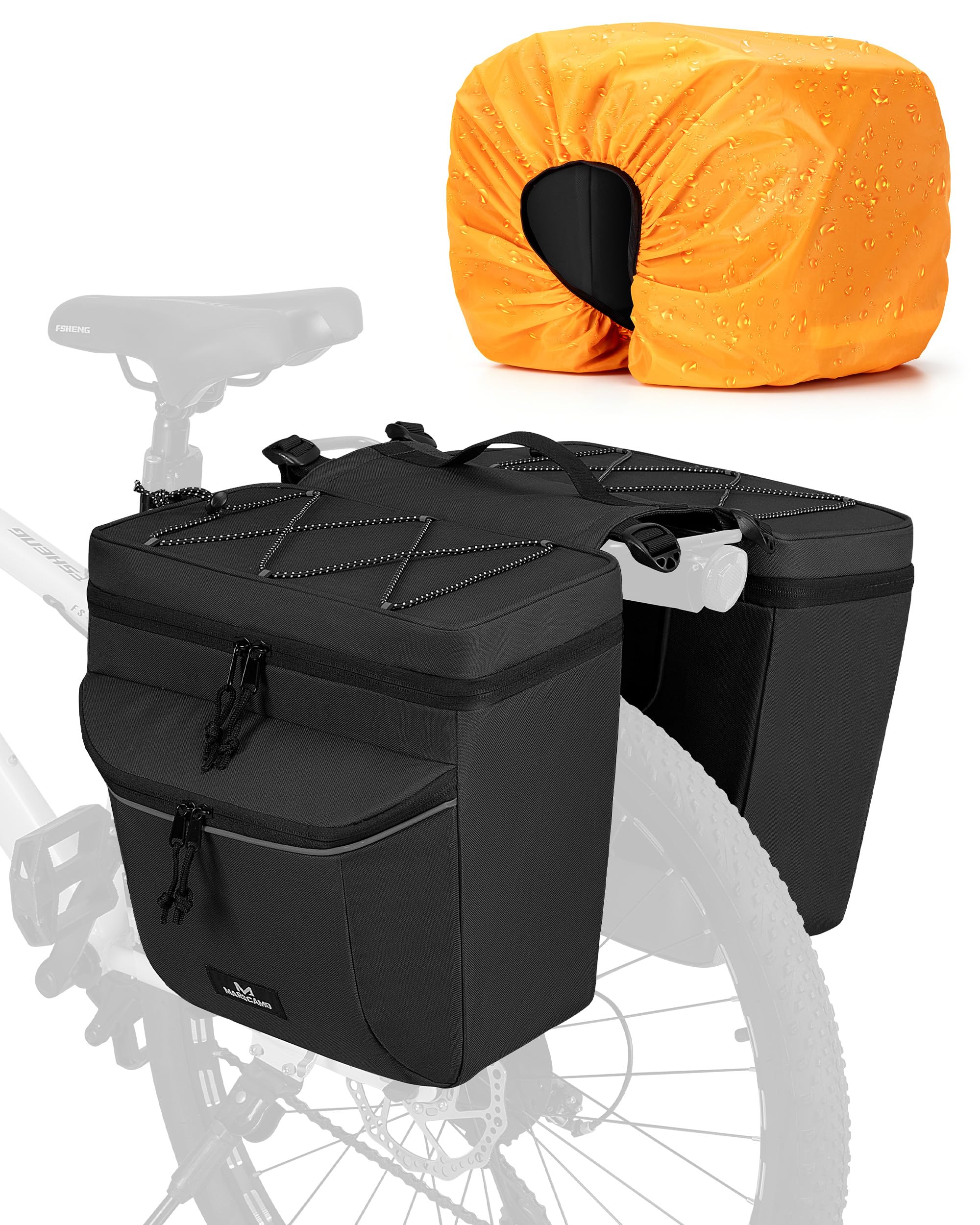 Marscamd Bike Panniers with Rain Cover, 35L Rear Rack Bike Bag