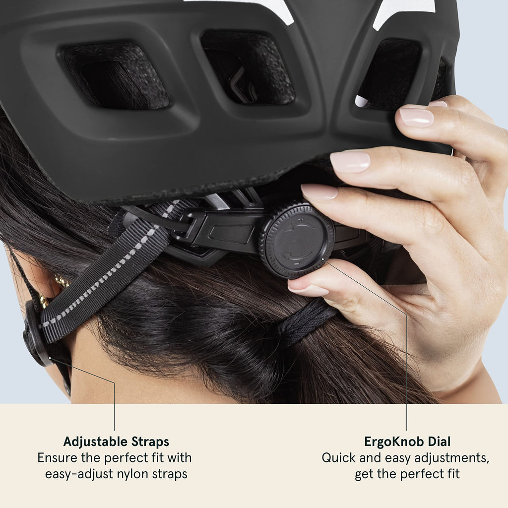 Adult Bike Helmet with LED Safety Light & Removable Visor