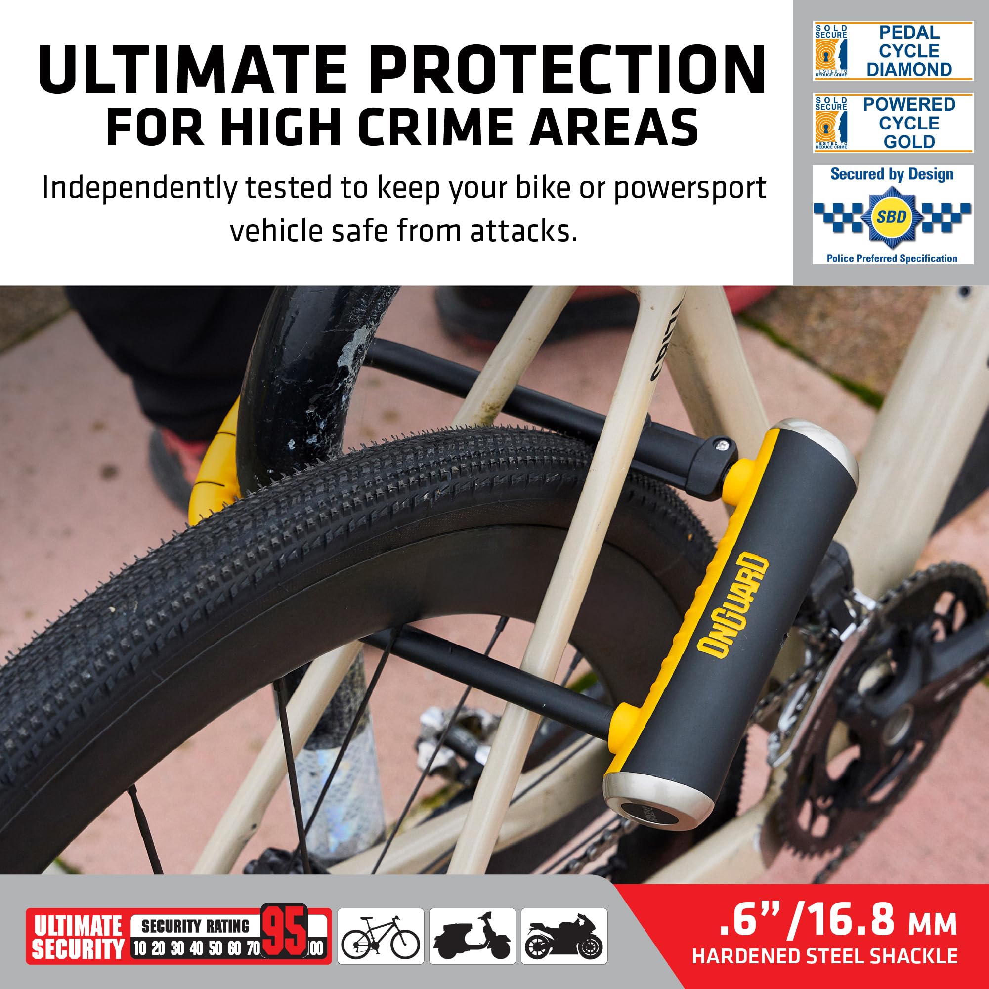 Hardened Steel Long-Shackle Bike U-Lock with Mounting Bracket