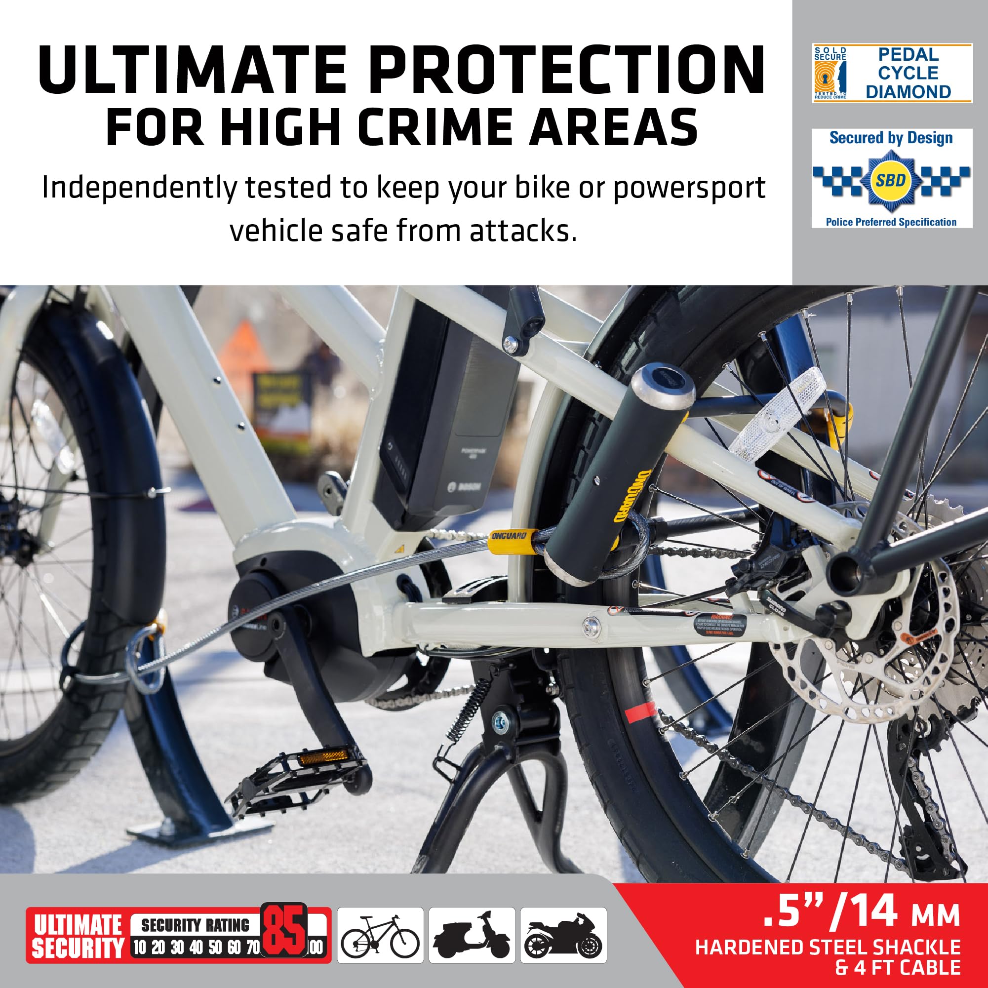 Heavy-Duty Steel Bike U-Lock with Cable & Mounting Bracket