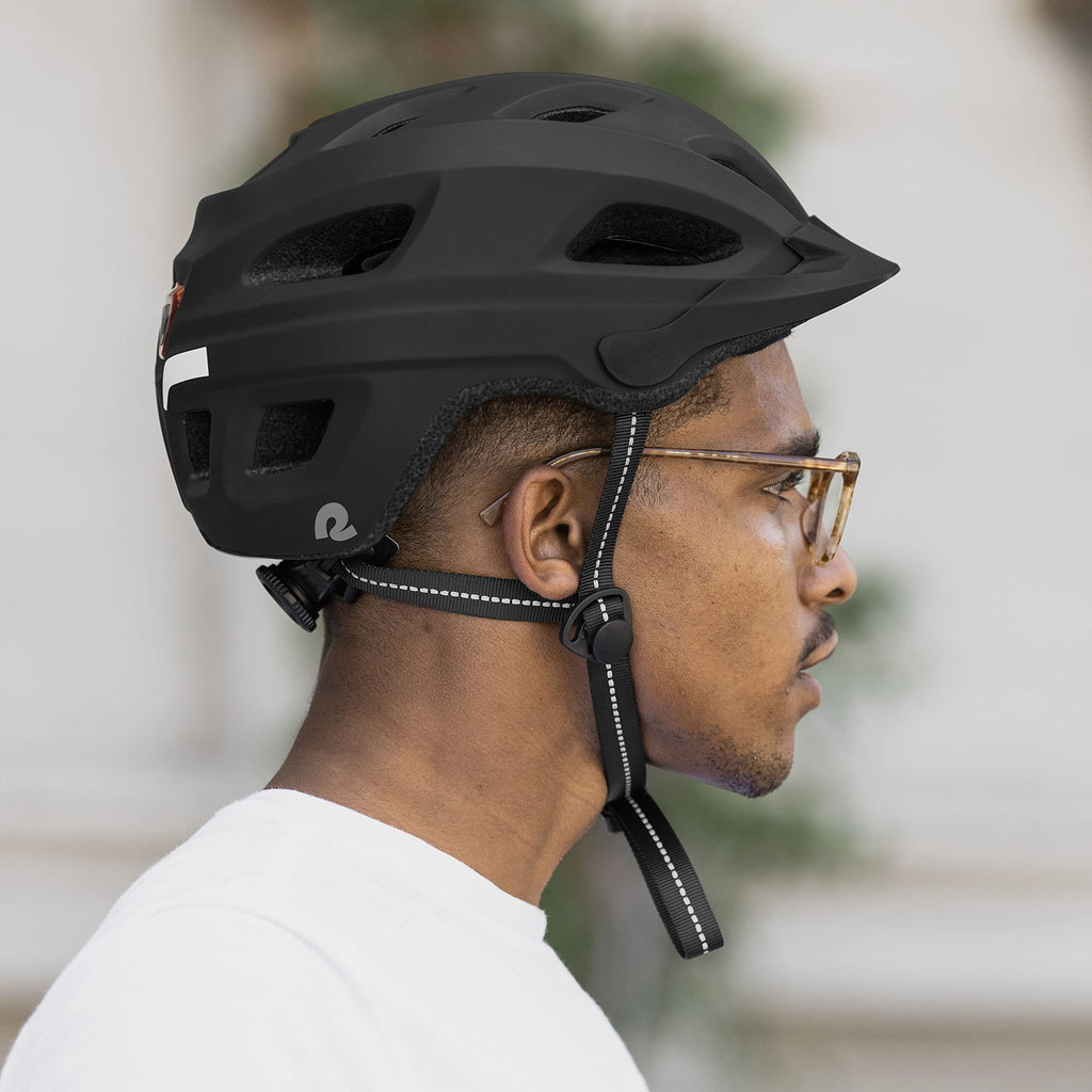 Adult Bike Helmet with LED Safety Light & Removable Visor