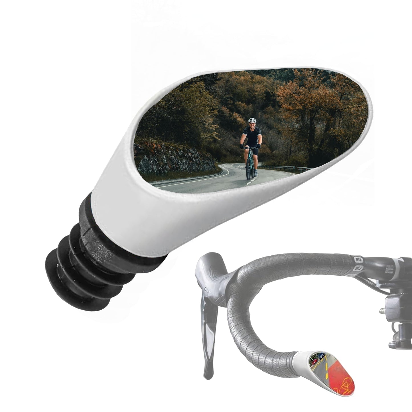 Convex Drop-Bar Bike Mirror with Adjustable Reflective Surface