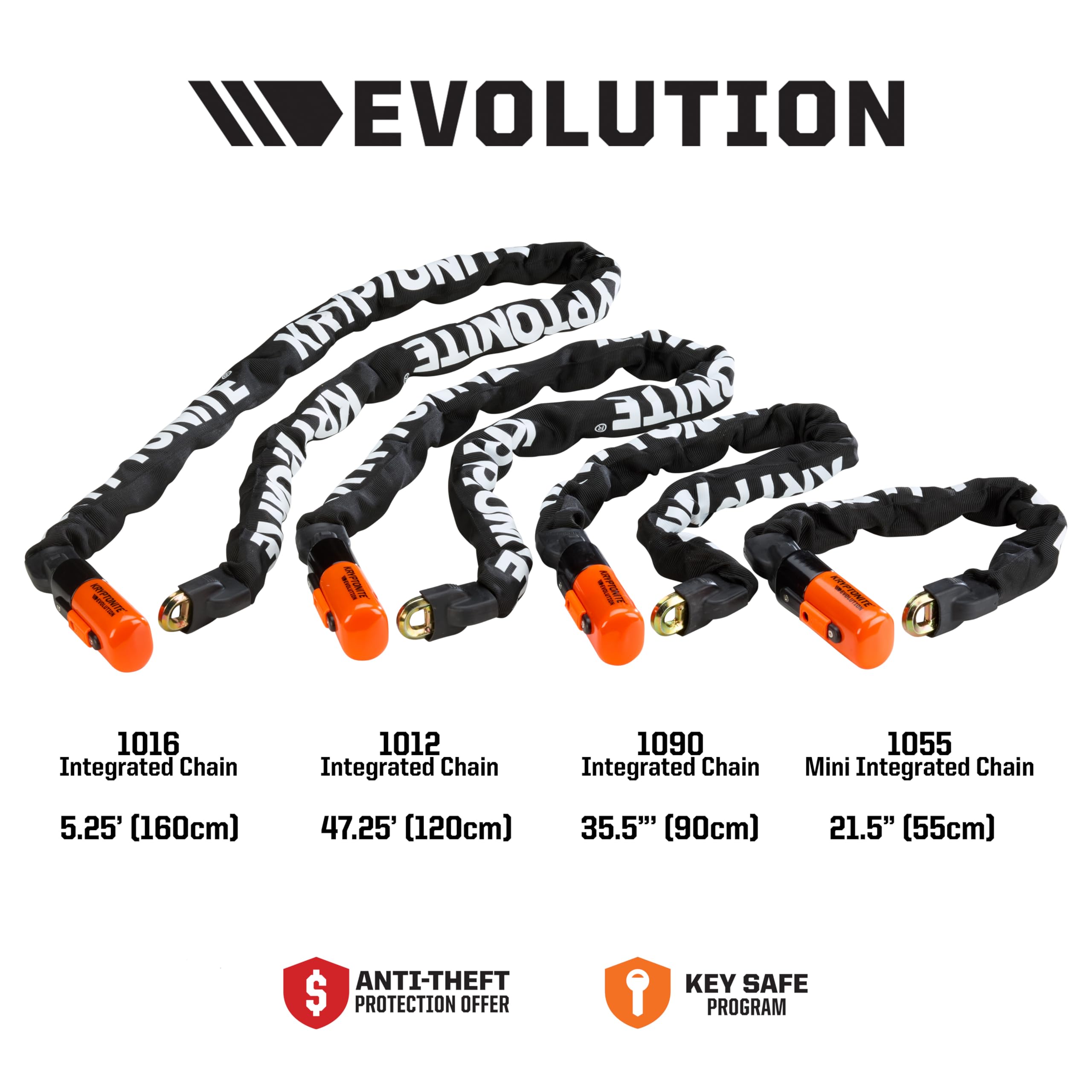 Kryptonite Evolution 1012 Bike Chain Lock, 4ft Steel Anti-Theft Security