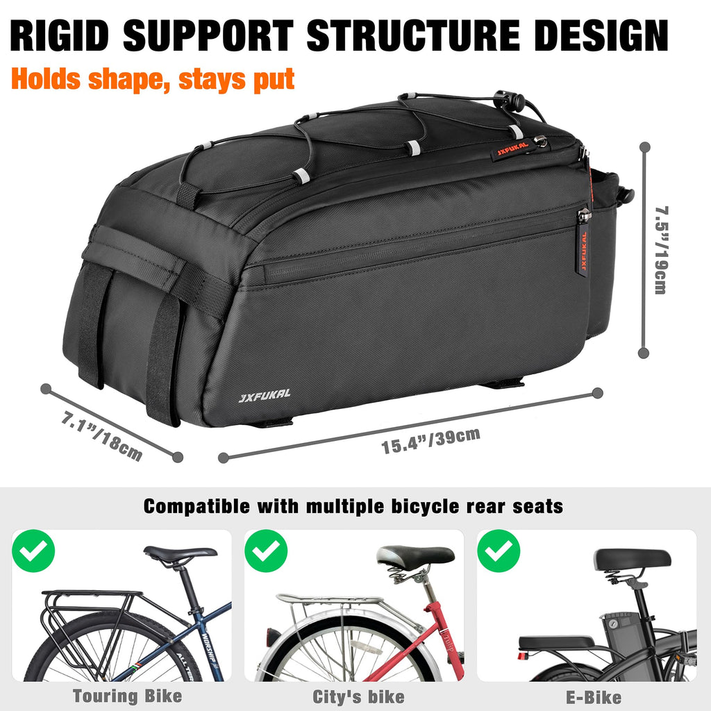 JXFUKAL Bike Bags for Bicycle Rear Rack, 13L/20L Supportive Bike Rack Bag