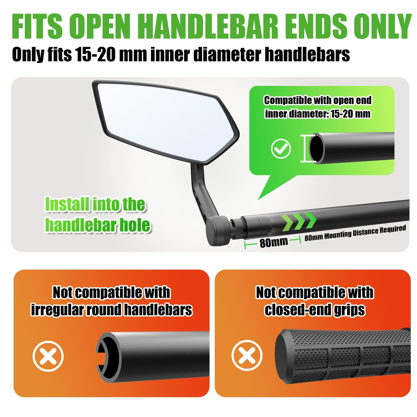 Rotatable Bar-End Bike Mirror with Scratch-Resistant Glass