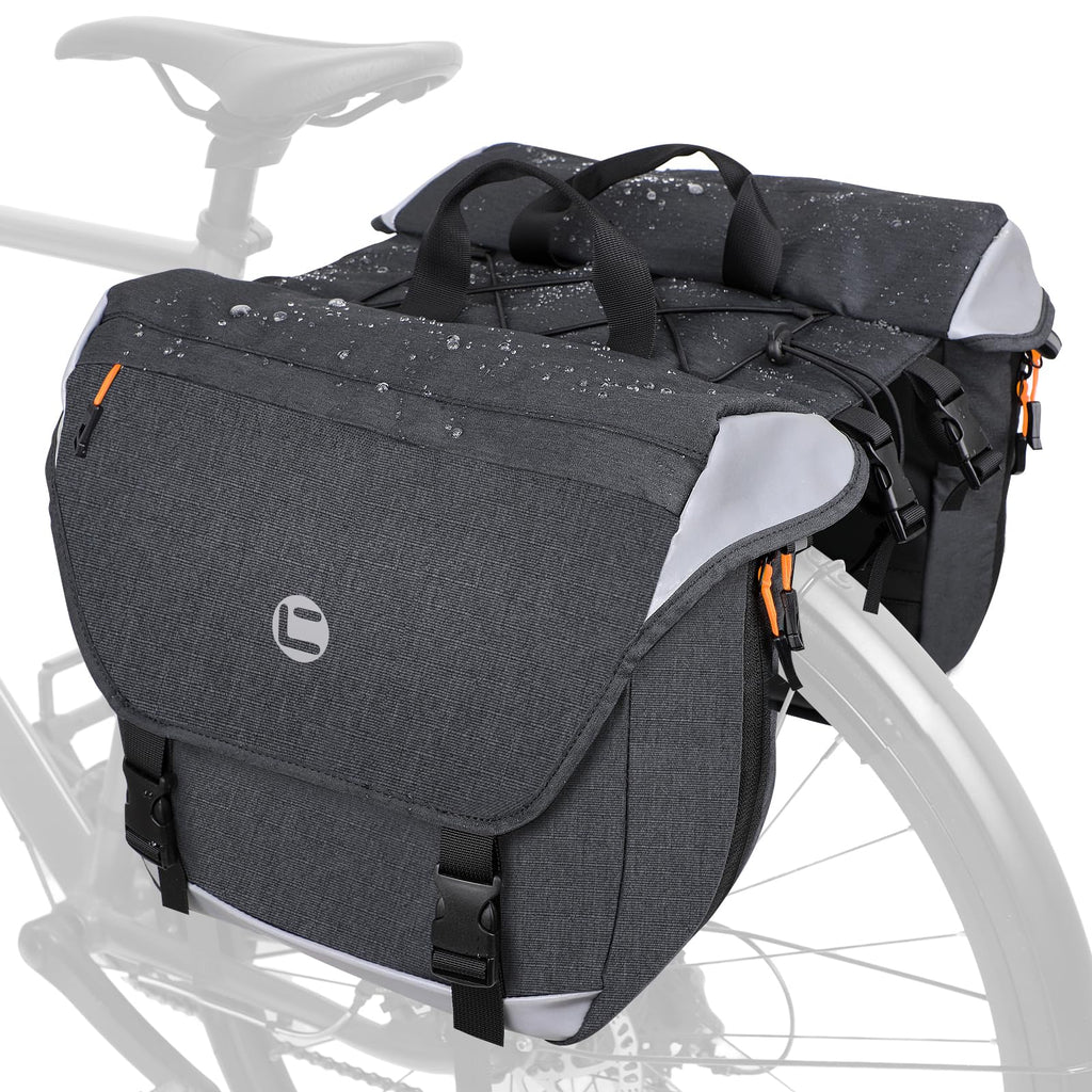 30L Waterproof Expandable Bike Panniers with Reflective Trim